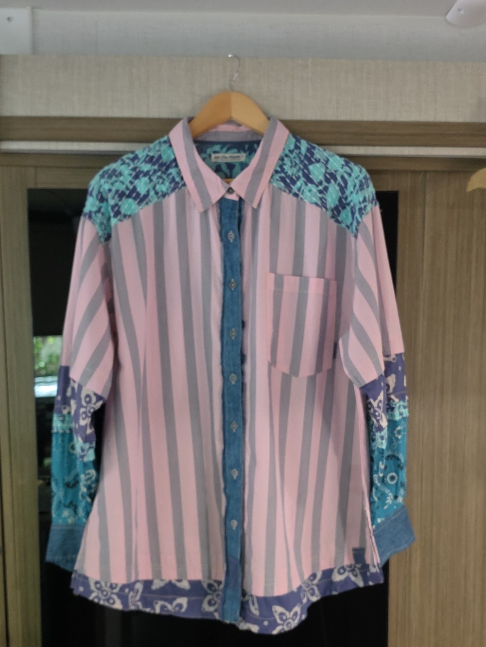 NWOT,"WILD DUNES KANTHA STRIPED DOWN 100%COTTON TOP" BY WE THE FREE - Picture 6 of 17